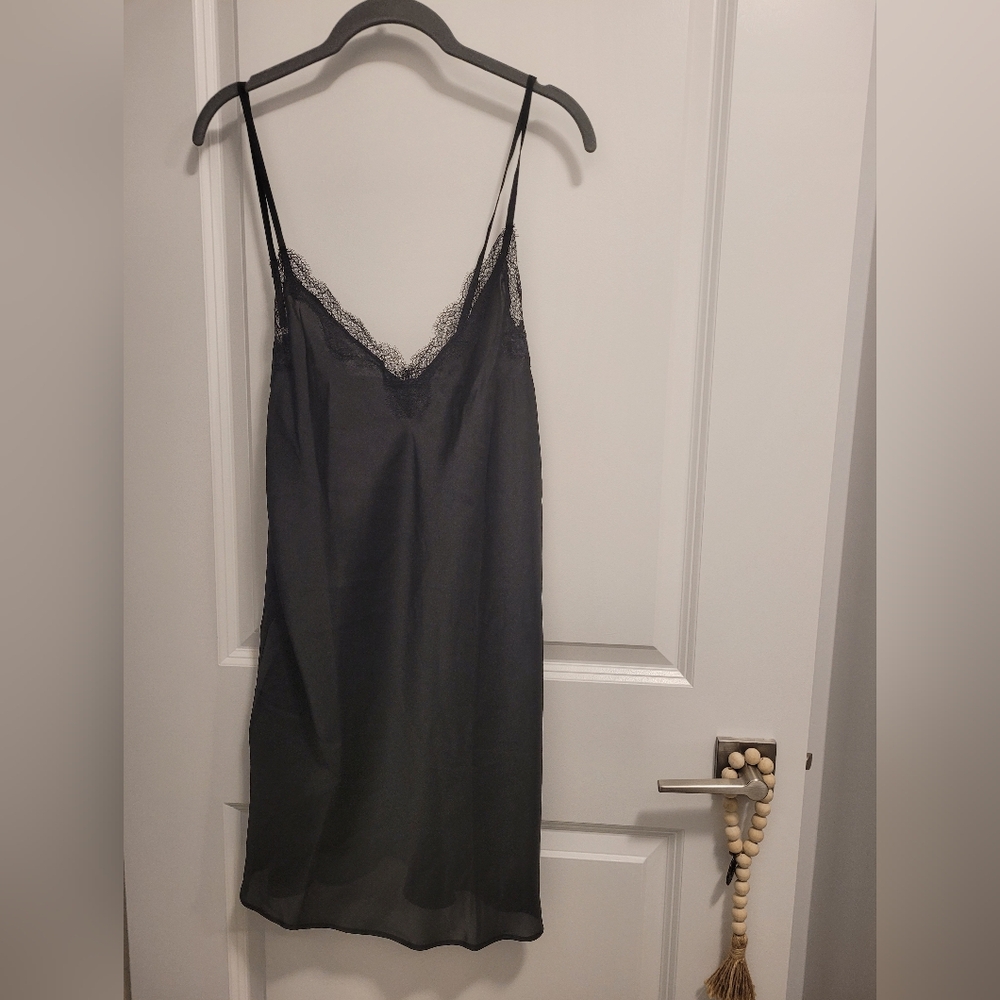 Victoria Secret Black Lace Trim Slip Dress
